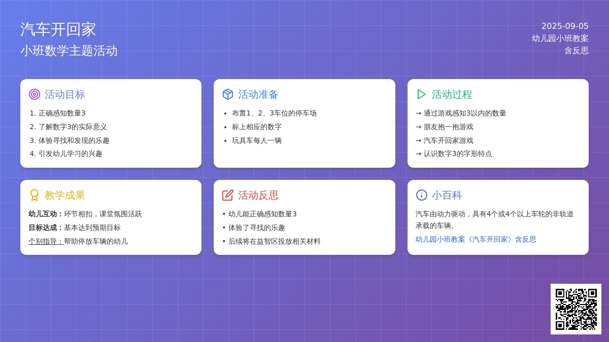 幼儿园小班教案《汽车开回家》含反思