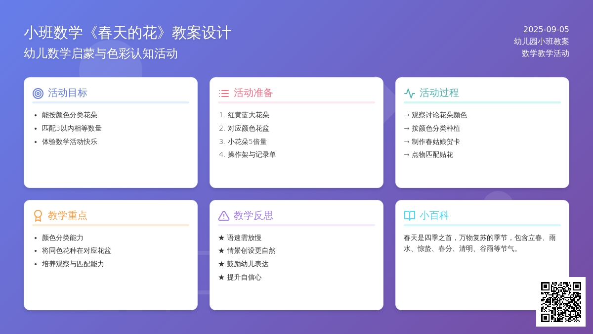 幼儿园小班数学教案《春天的花》含反思