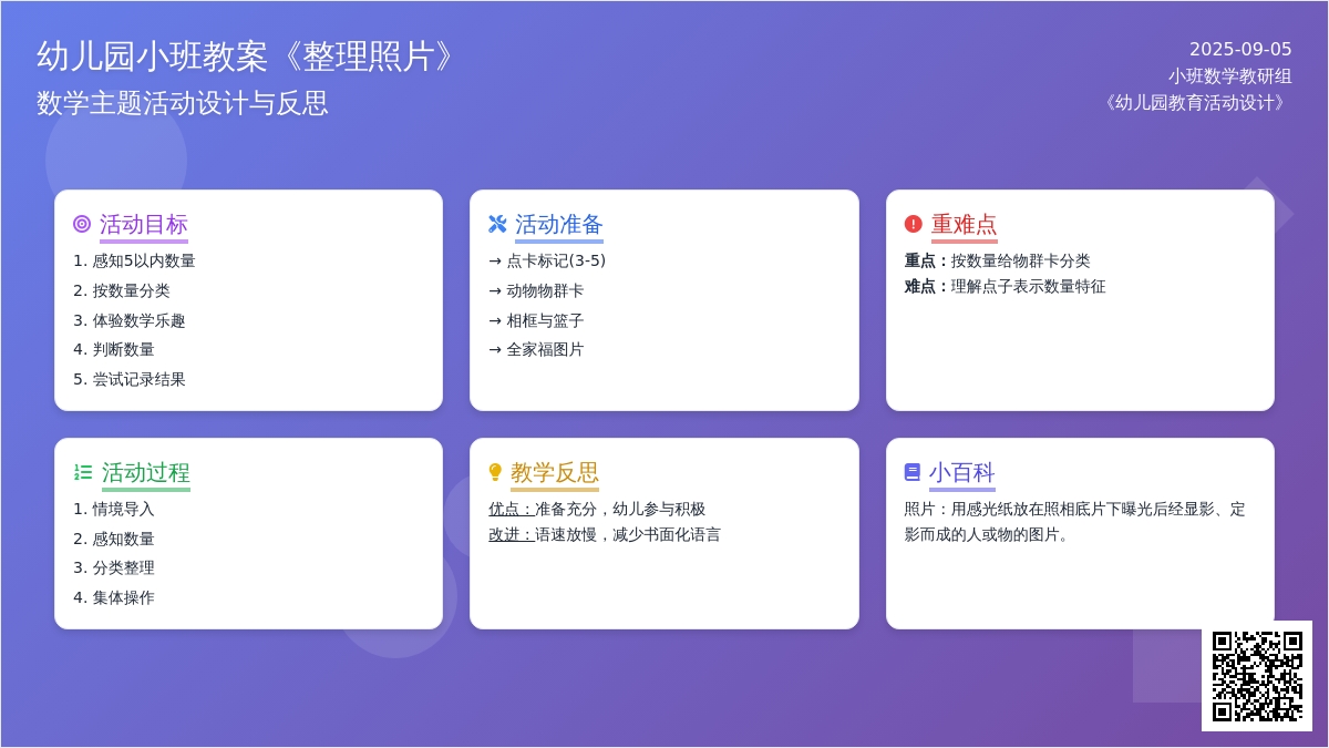 幼儿园小班教案《整理照片》含反思