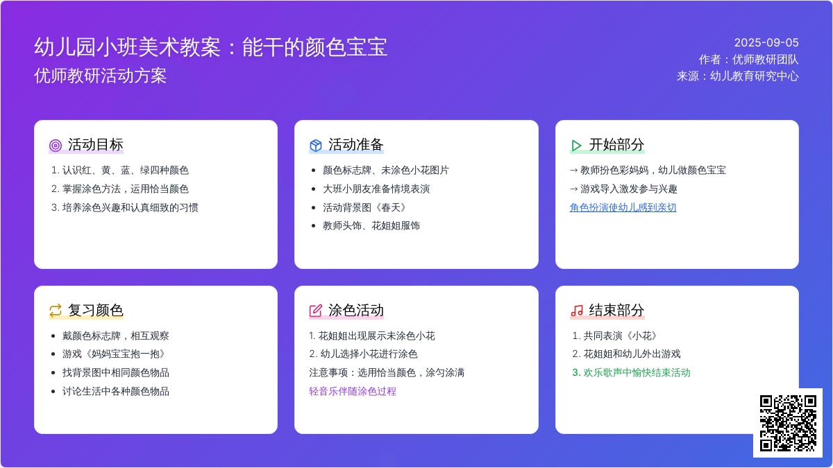 幼儿园小班美术活动：能干的颜色孩子