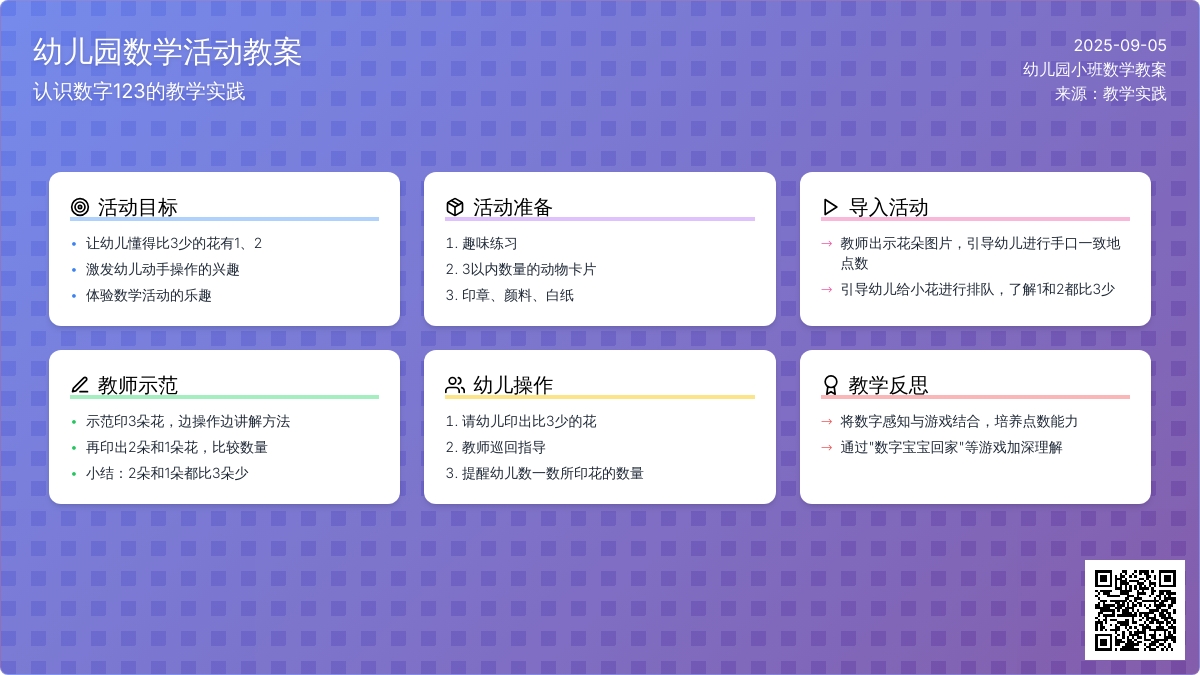 幼儿园小班数学教案《认识123》含反思