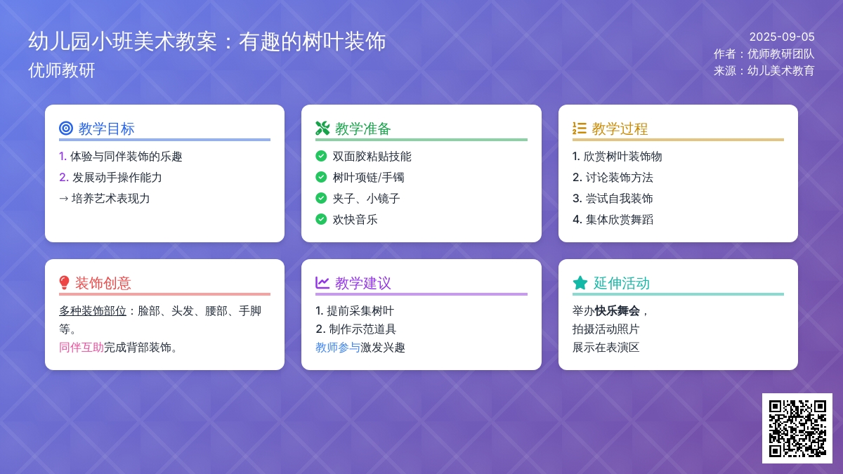 幼儿园小班美术教案：有趣的树叶装饰