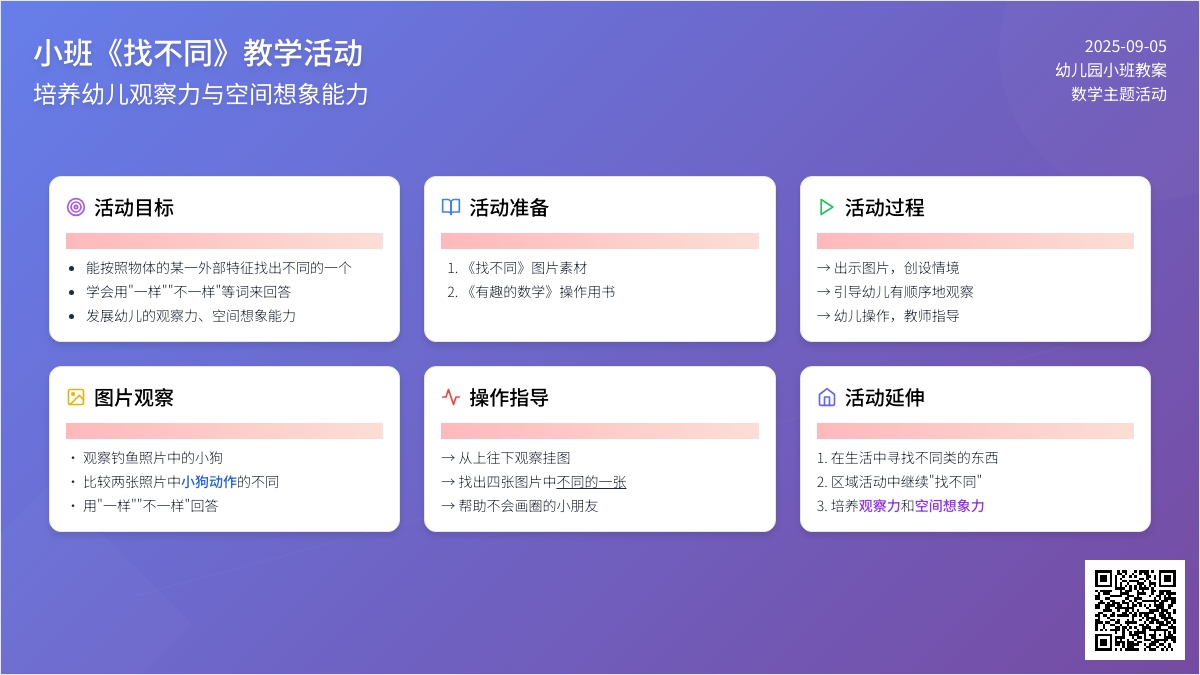幼儿园小班教案《找不同》