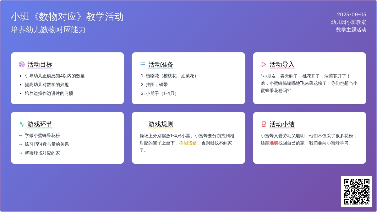 幼儿园小班教案《数物对应》
