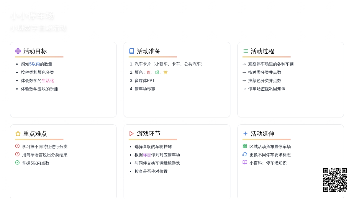 幼儿园小班教案《小小停车场》