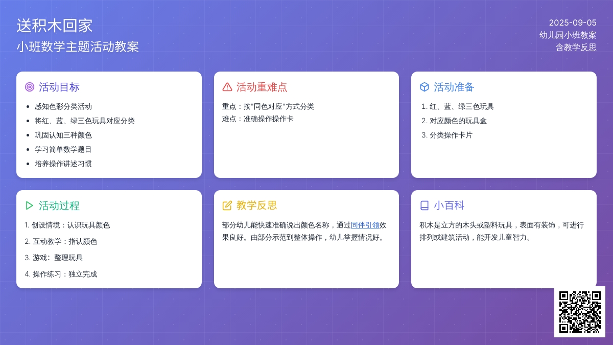 幼儿园小班教案《送积木回家》含反思