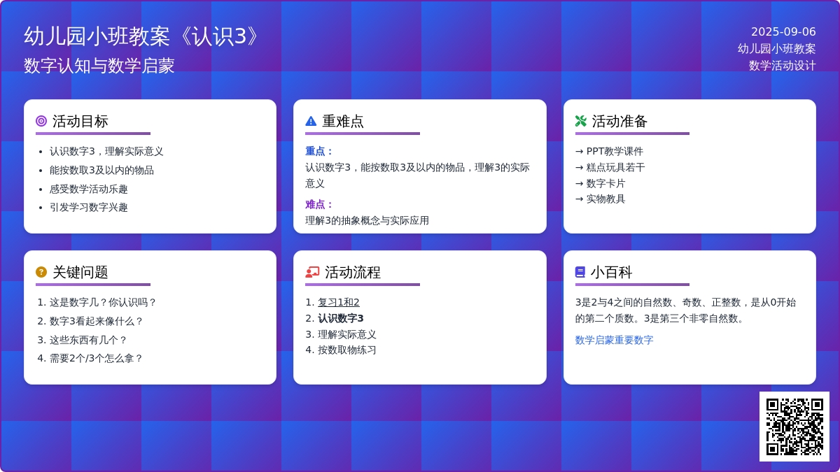 幼儿园小班教案《认识3》