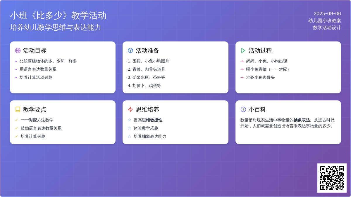 幼儿园小班教案《比多少》