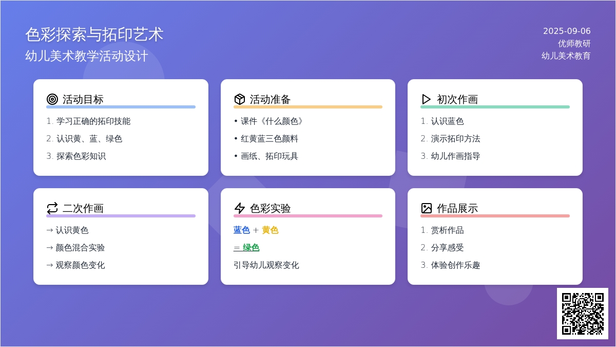 幼儿园小班美术活动：蓝和黄