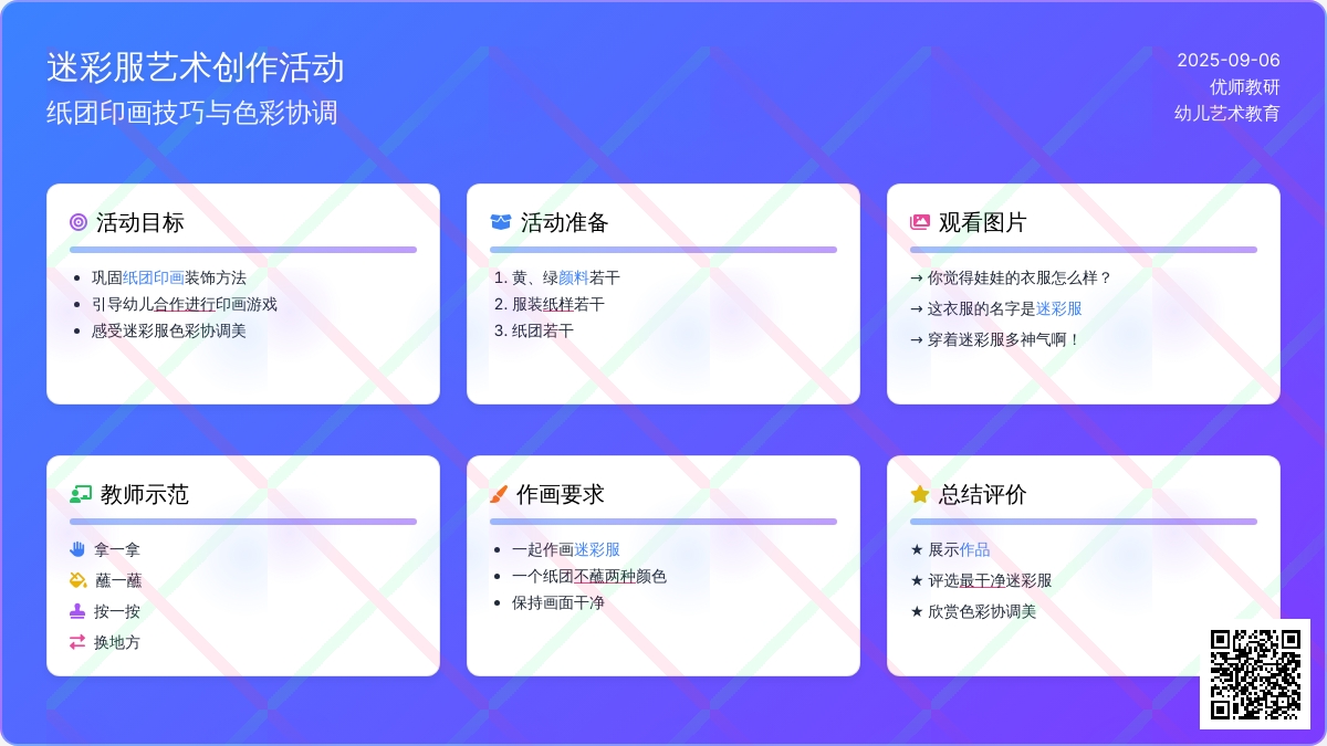 幼儿园小班艺术活动：漂亮的迷彩服