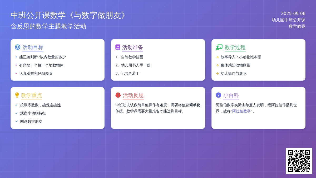 幼儿园中班公开课数学教案《与数字做朋友》含反思