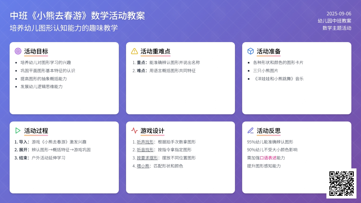 幼儿园中班教案《小熊去春游》含反思