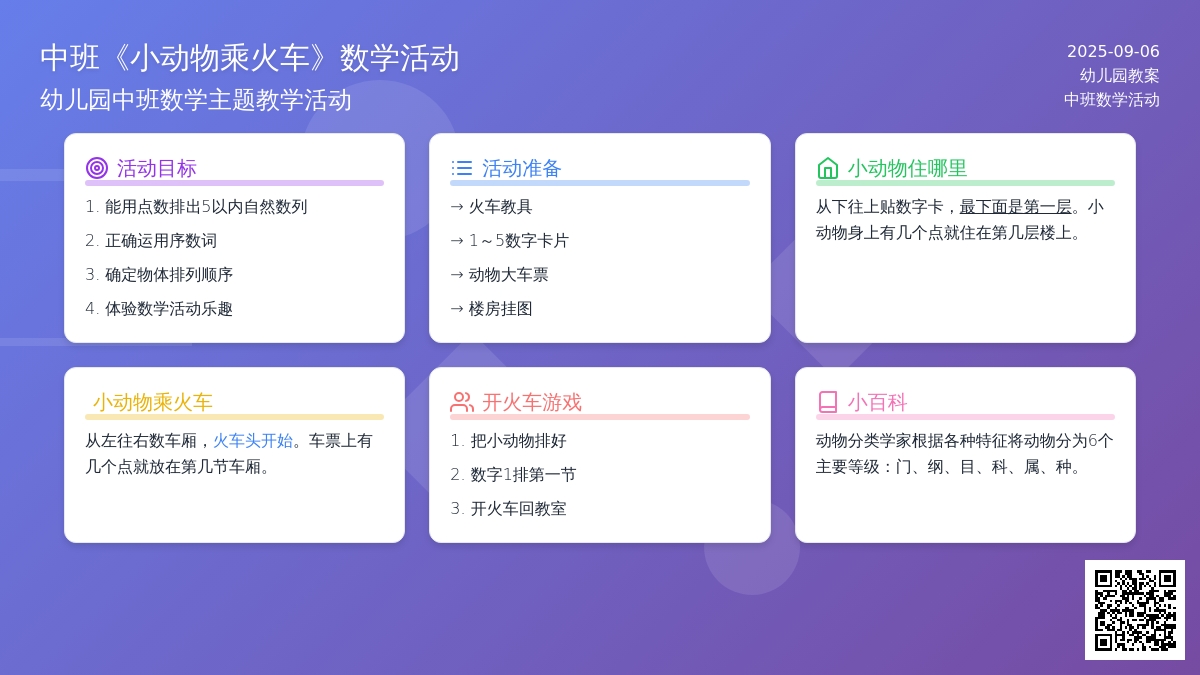 幼儿园中班教案《小动物乘火车》