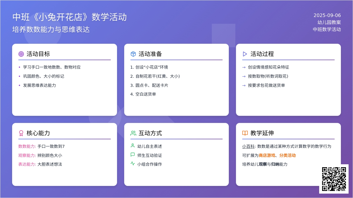 幼儿园中班教案《小兔开花店》