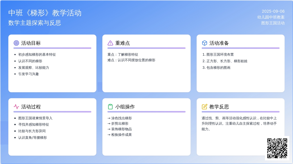 幼儿园中班教案《梯形》含反思