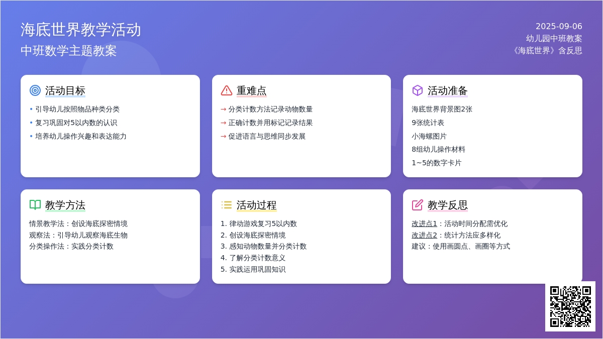 幼儿园中班教案《海底世界》含反思