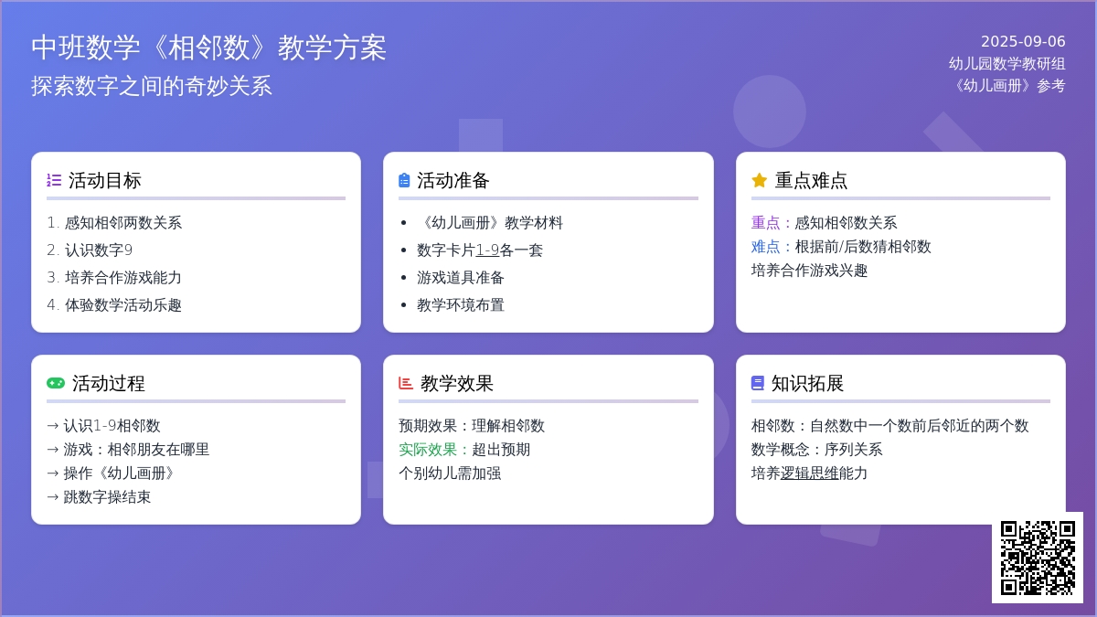 幼儿园中班数学教案《相邻数》含反思