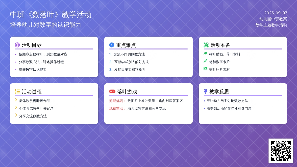 幼儿园中班教案《数落叶》含反思