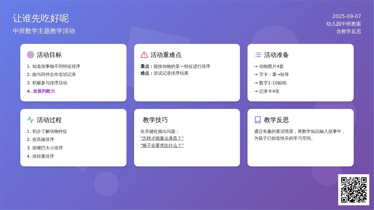 幼儿园中班教案《让谁先吃好呢》含反思