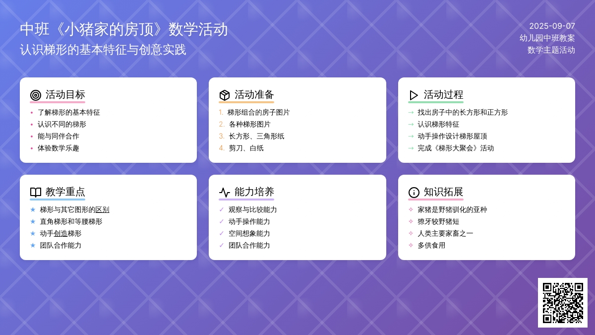 幼儿园中班教案《小猪家的房顶》
