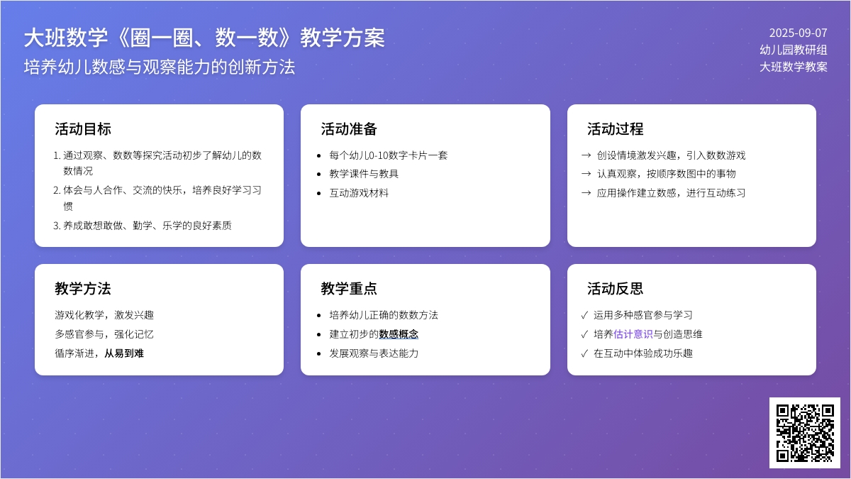 幼儿园大班数学教案《圈一圈、数一数》含反思