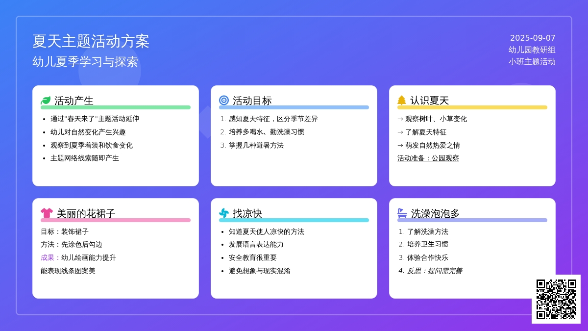 幼儿园小班主题活动：“夏天真热呀”