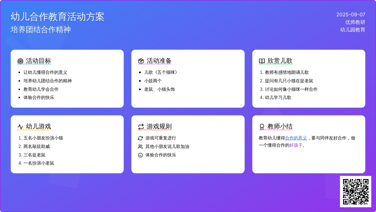 小班社会活动――五个猫咪