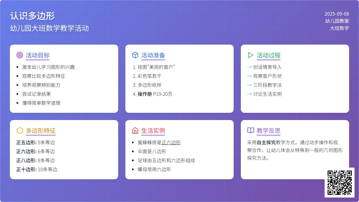 幼儿园大班教案《认识多边形》含反思