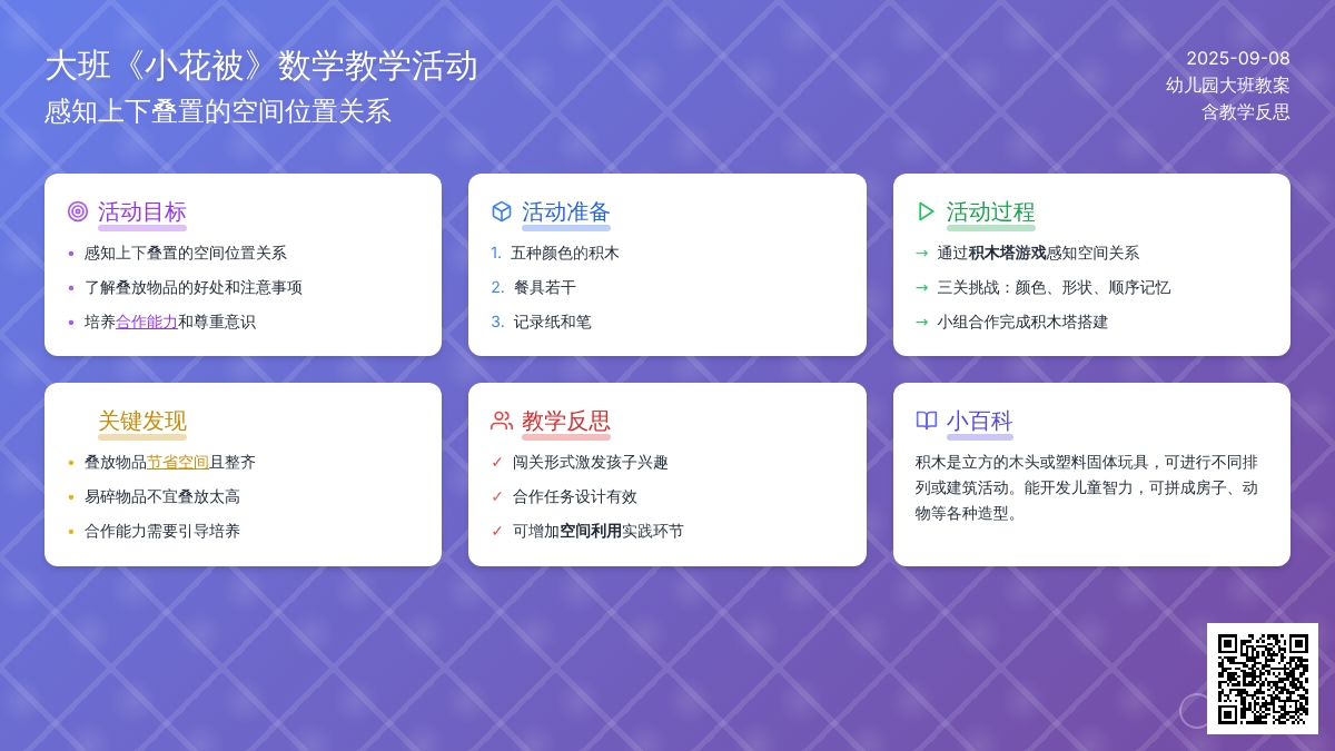 幼儿园大班教案《小花被》含反思