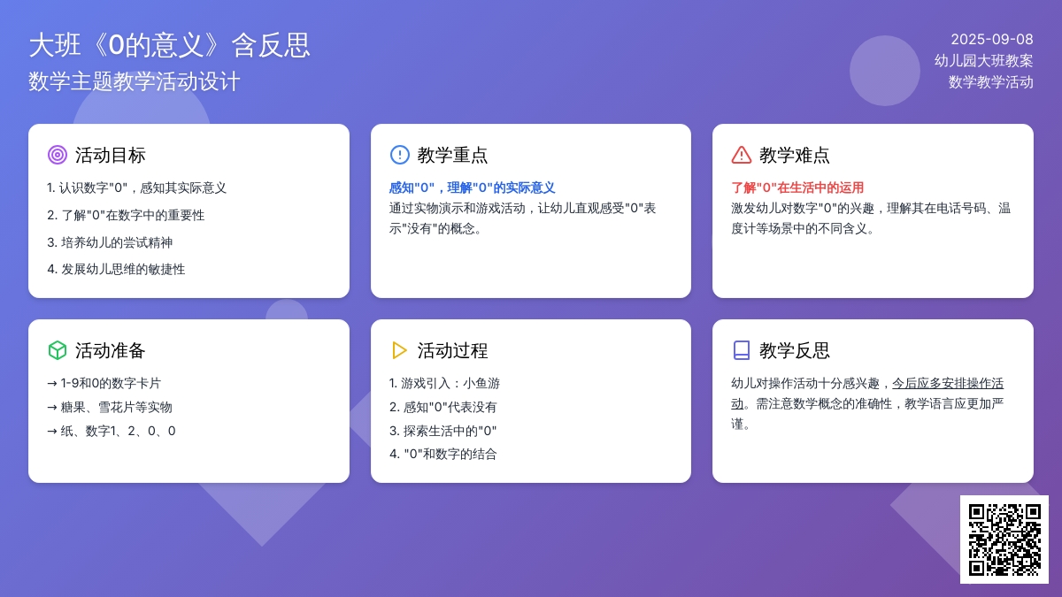幼儿园大班教案《0的意义》含反思