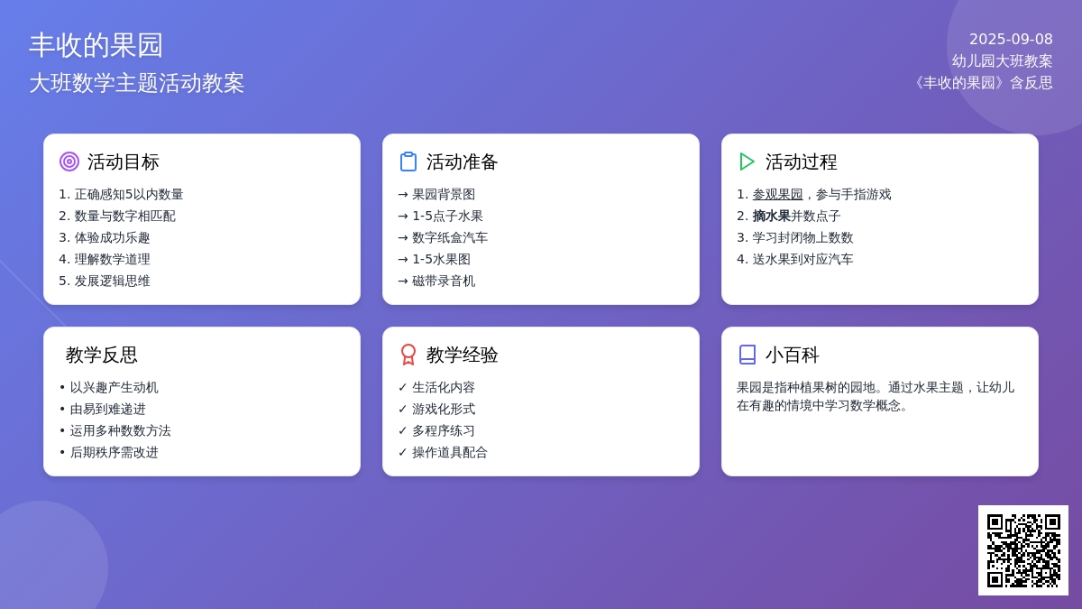 幼儿园大班教案《丰收的果园》含反思