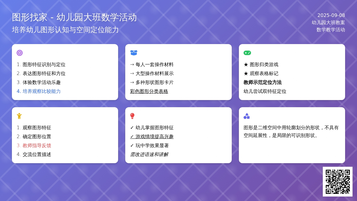 幼儿园大班教案《图形找家》含反思