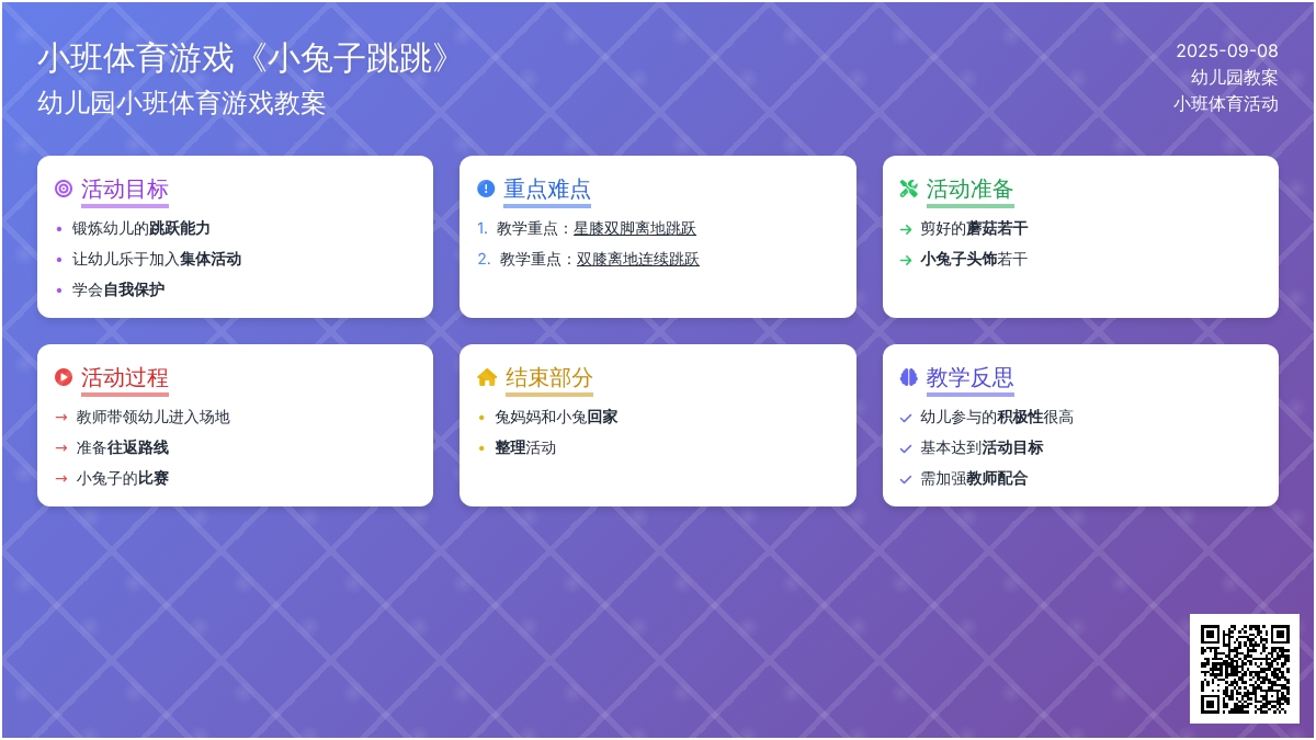 幼儿园小班体育游戏教案《小兔子跳跳》含反思
