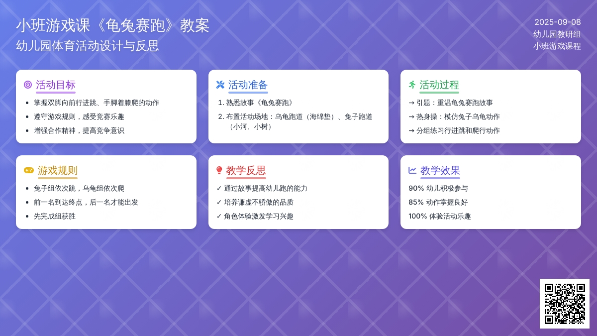 幼儿园小班游戏课教案《龟兔赛跑》含反思