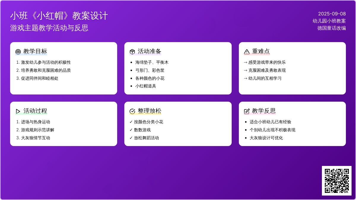 幼儿园小班教案《小红帽》含反思