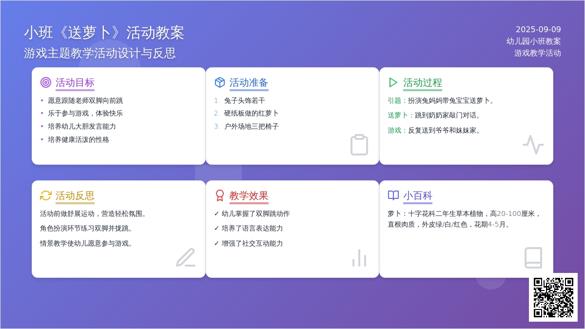 幼儿园小班教案《送萝卜》含反思