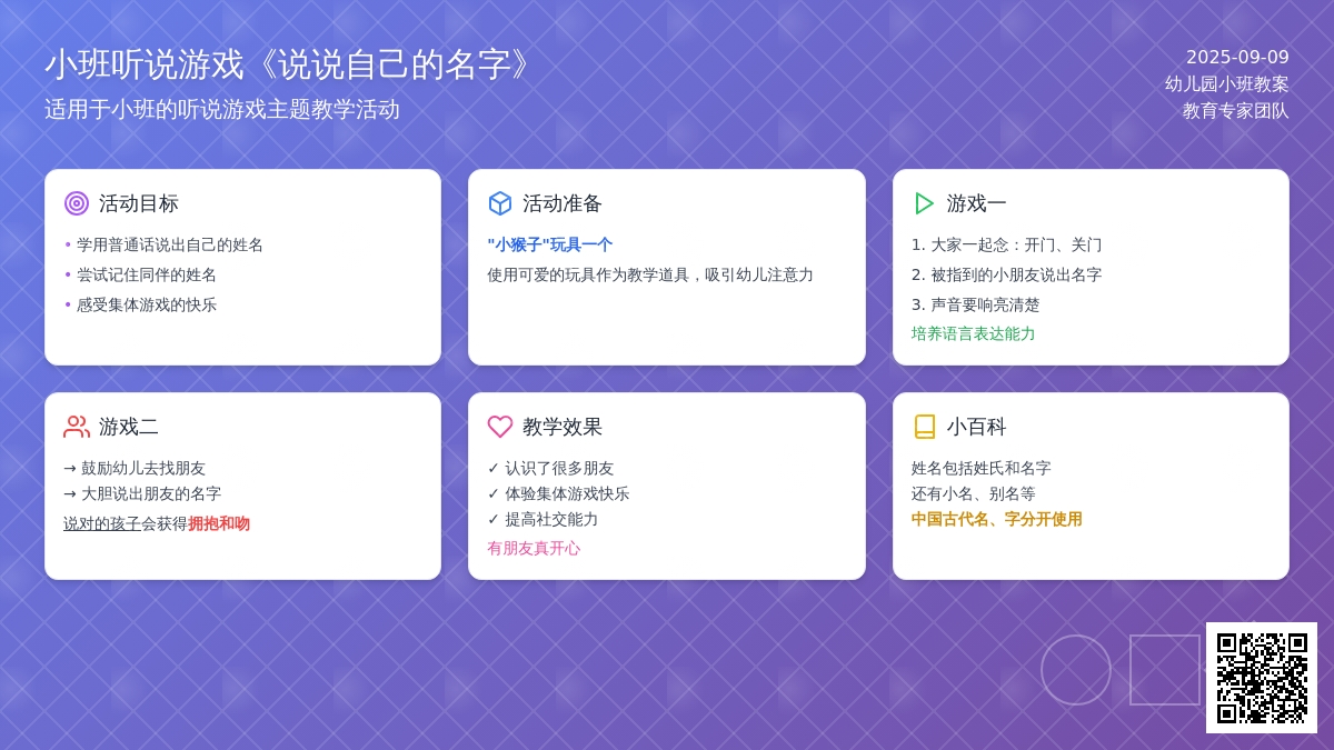 幼儿园小班听说游戏教案《说说自己的名字》