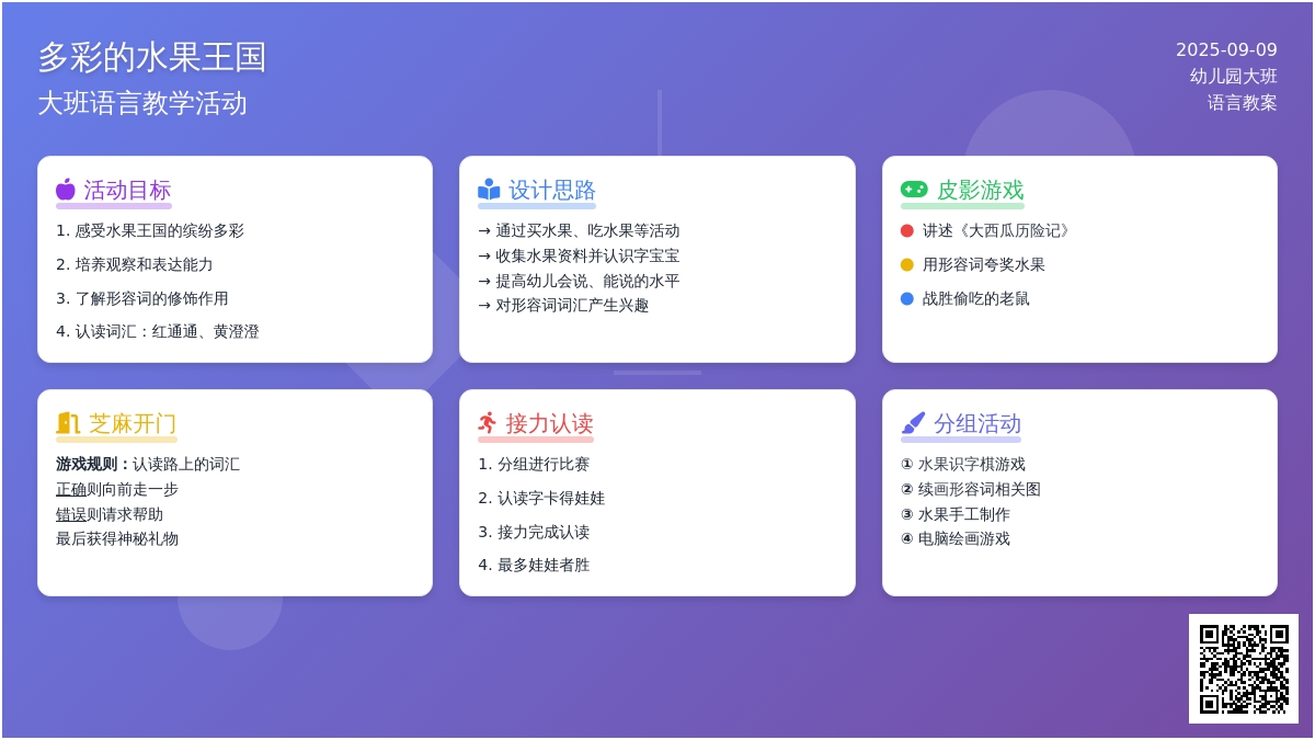 大班语言教案《多彩的水果王国》