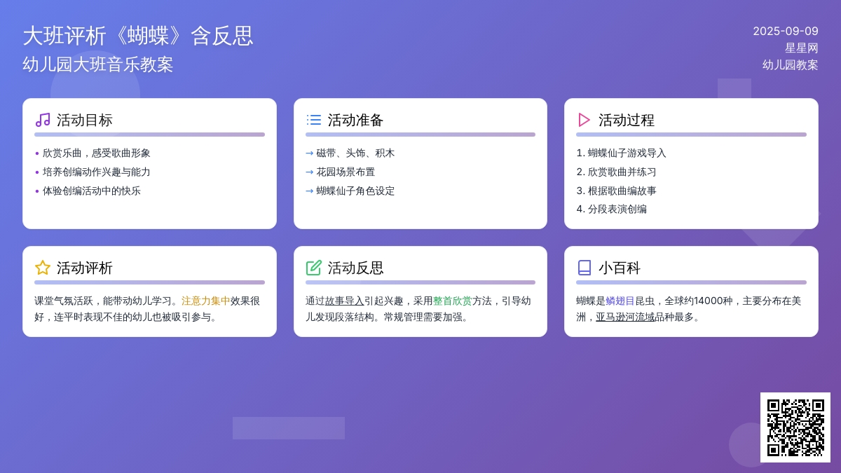 幼儿园大班音乐教案评析《蝴蝶》含反思