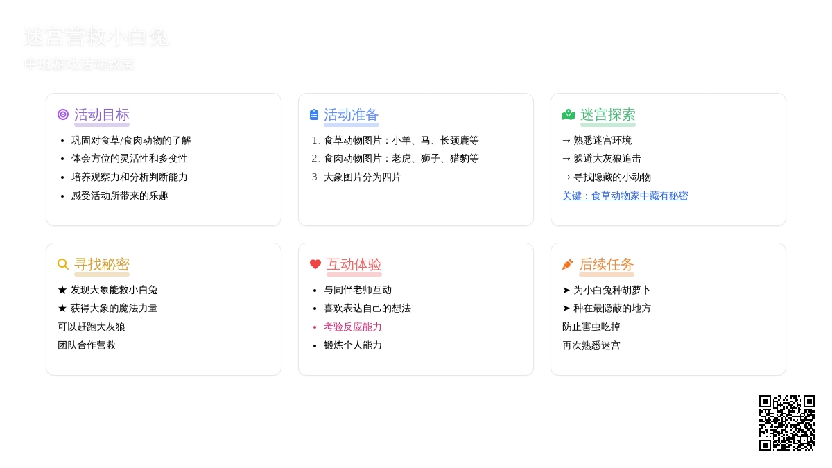 幼儿园中班游戏教案《迷宫营救小白兔》