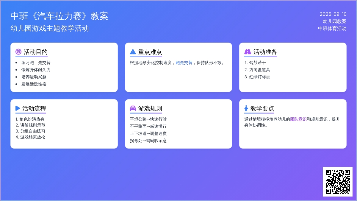 幼儿园中班教案《汽车拉力赛》