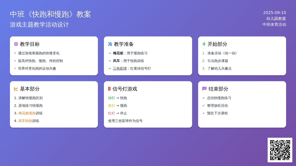 幼儿园中班教案《快跑和慢跑》