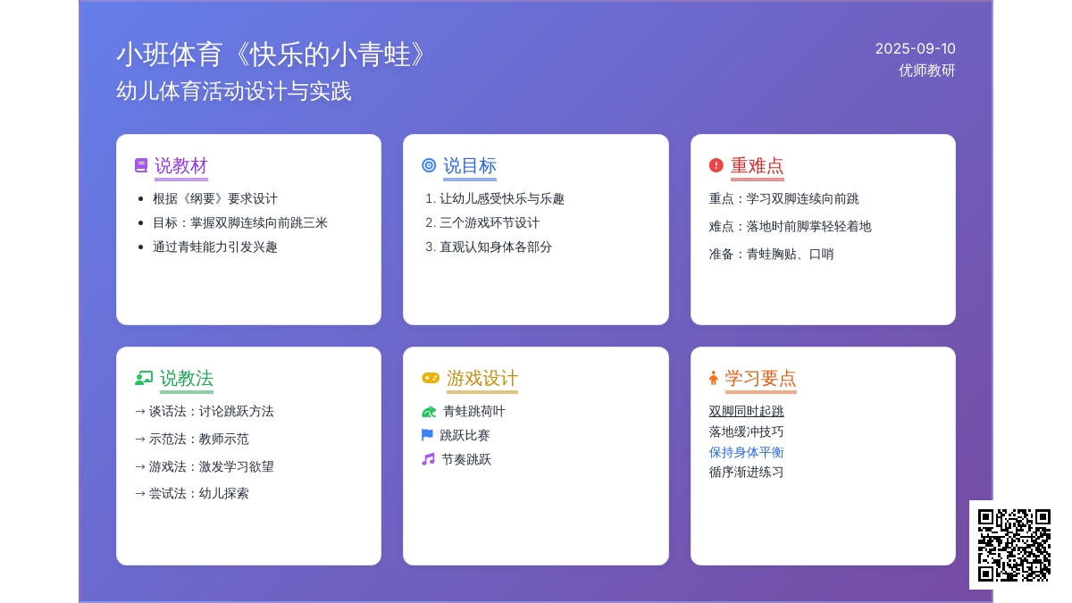 幼儿园说课稿：小班体育活动《快乐的小青蛙》