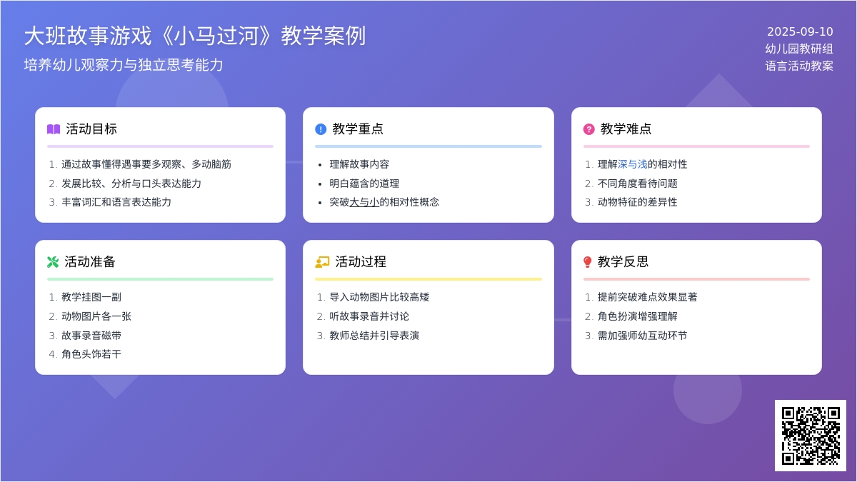 幼儿园大班故事游戏教案《小马过河》含反思