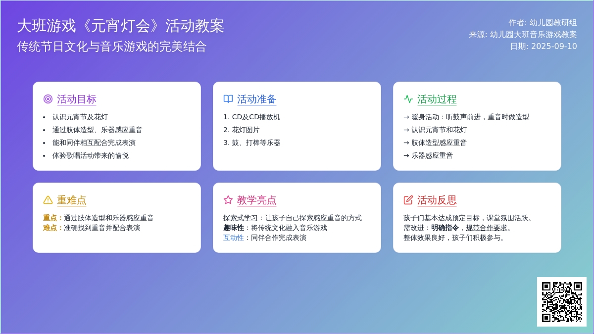 幼儿园大班音乐游戏教案《元宵灯会》含反思
