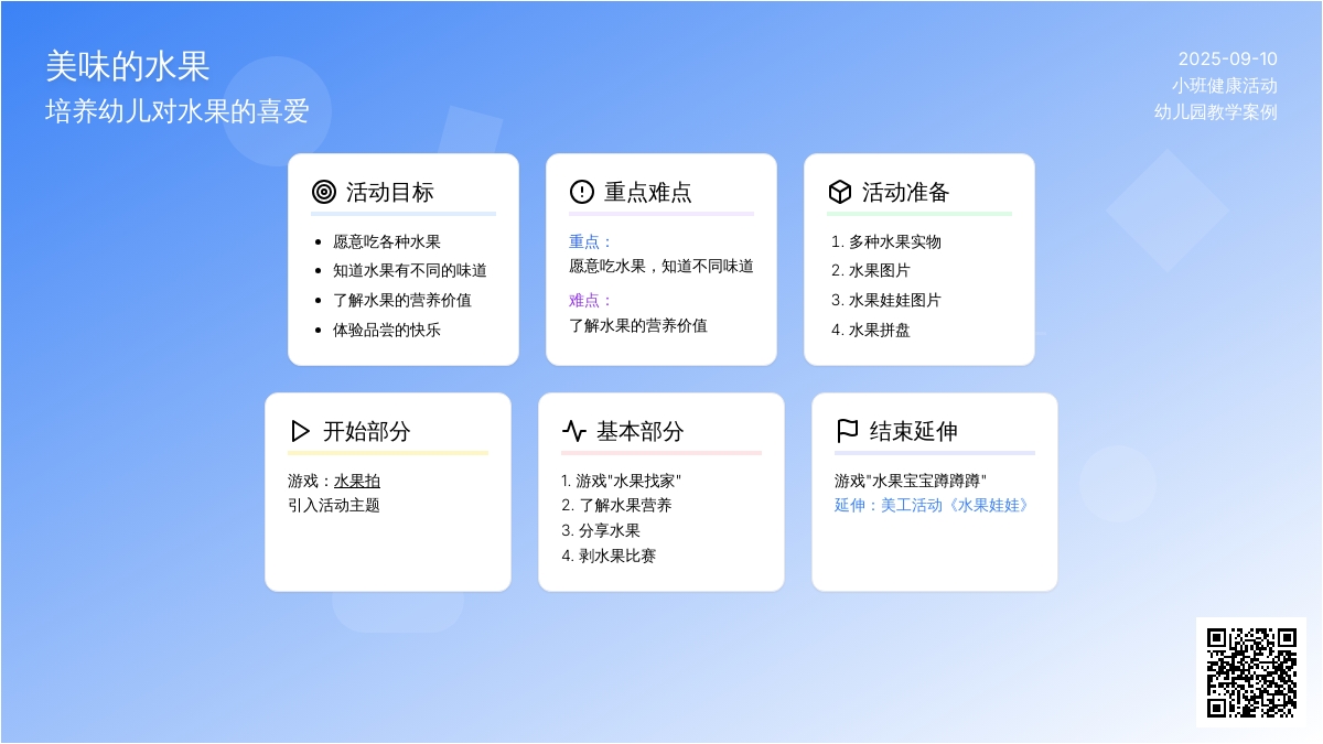 幼儿园小班健康教案：美味的水果