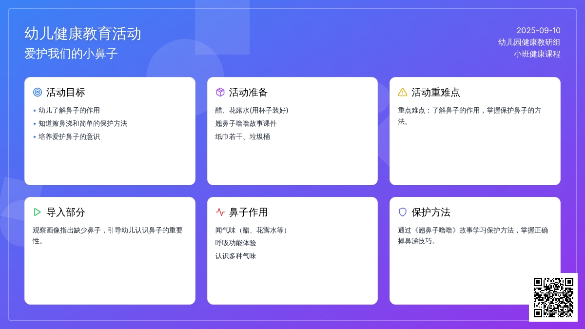幼儿园小班健康活动及反思：《我的小鼻子》