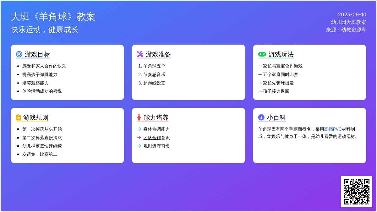 幼儿园大班教案《羊角球》