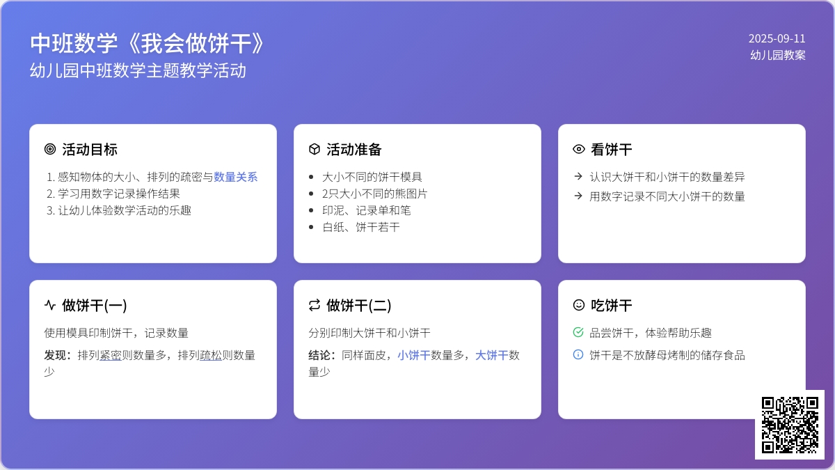 幼儿园中班数学教案《我会做饼干》