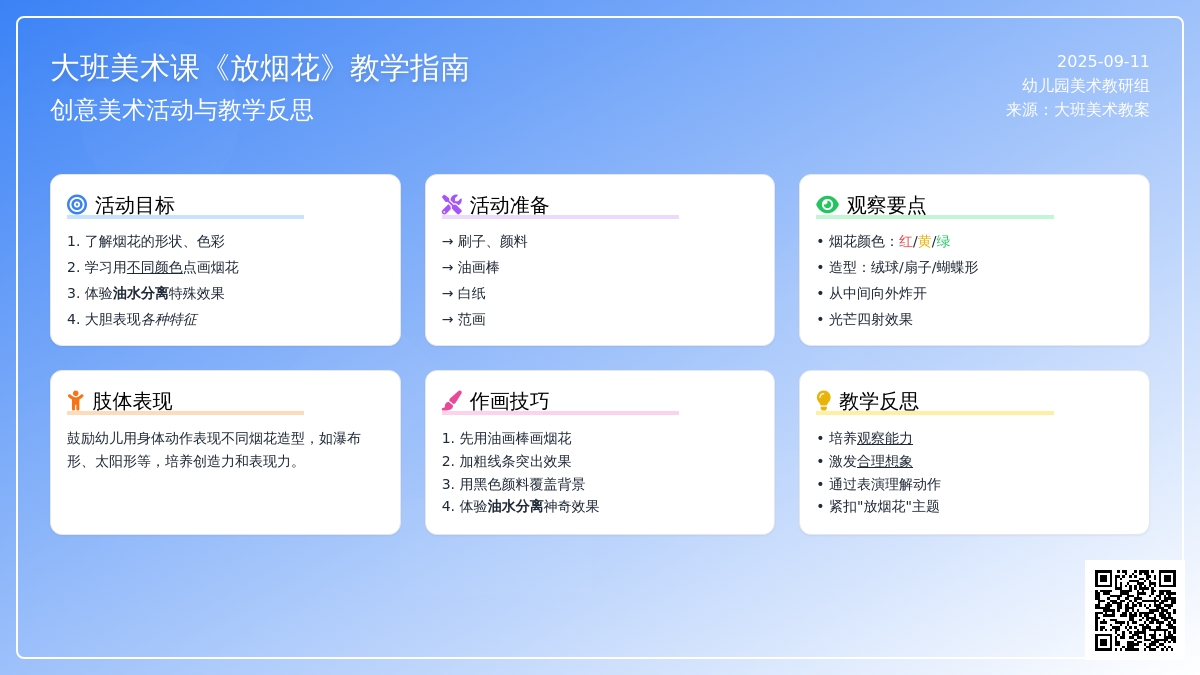 大班美术课教案《放烟花》含反思